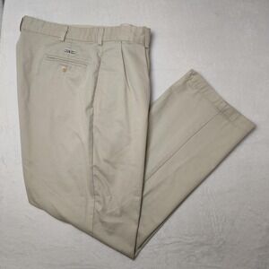 Polo Ralph Lauren Chino Pants Mens 40x32 Sand Pleated Khaki Cotton Classic Fit